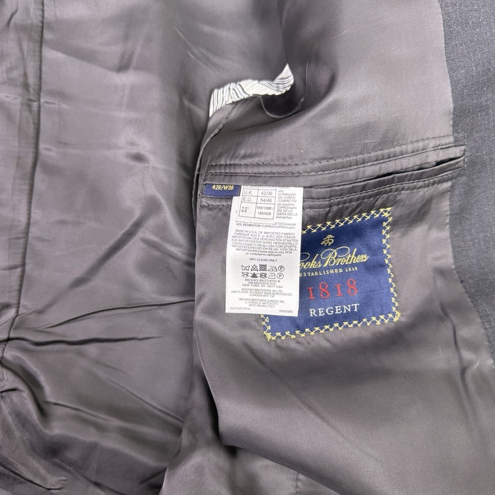 Brooks Brothers 1818 Regent Blazer 42R Gray Estrato Wool Sport Coat Suit Jacket - Picture 3 of 11